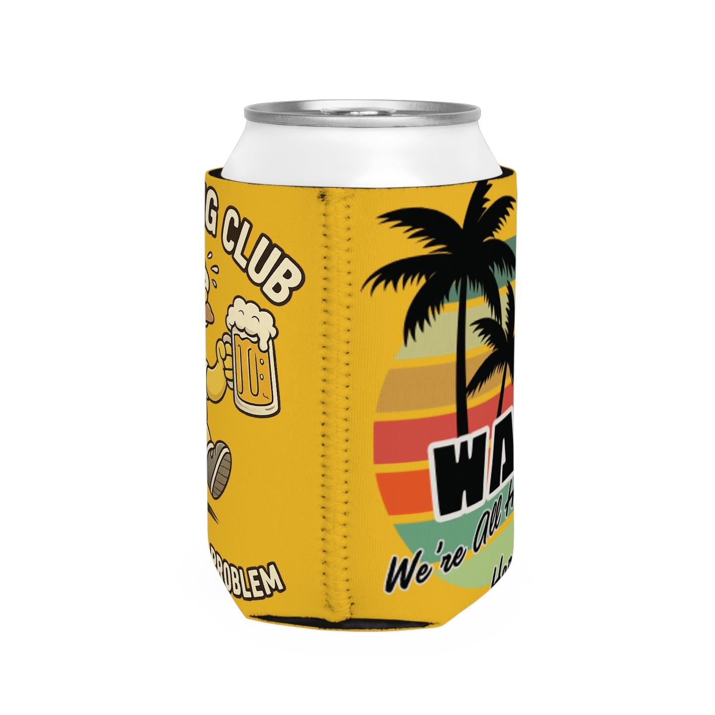 WAH3 Yellow Tropic Simpsons Runnin Parody Funny Can Cooler Sleeve, Beverage Insulator for Parties, Novelty Gift for Beer Lovers, Unique Wedding Favor, Summer BBQ Accessory