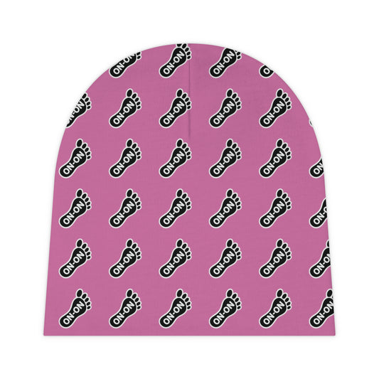 WAH3 On-on Foot Pink Baby Beanie | Cute Newborn Gift, Baby Shower Accessory, Everyday Comfort, Infant Hat, First Christmas Beanie