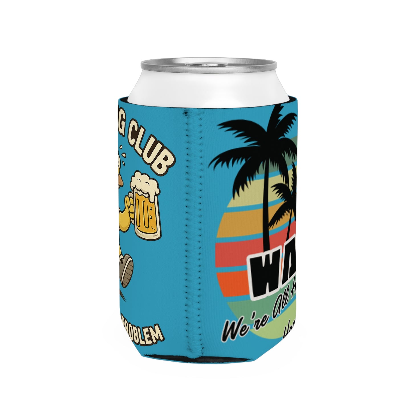 WAH3 Turquoise Tropic Simpsons Runnin Parody Funny Can Cooler Sleeve, Beverage Insulator for Parties, Novelty Gift for Beer Lovers, Unique Wedding Favor, Summer BBQ Accessory
