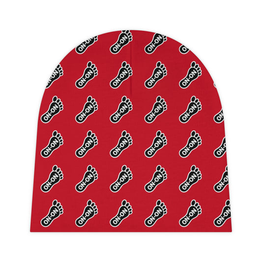 WAH3 On-on Foot Red Baby Beanie | Cute Newborn Gift, Baby Shower Accessory, Everyday Comfort, Infant Hat, First Christmas Beanie