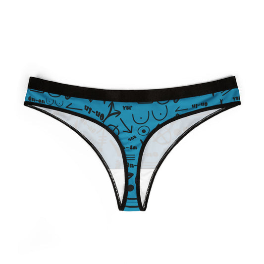 WAH3 Symbols Turquoise Women's Thongs, Fun Underwear, Stylish Lingerie, Graphic Briefs, Unique Gift for Her