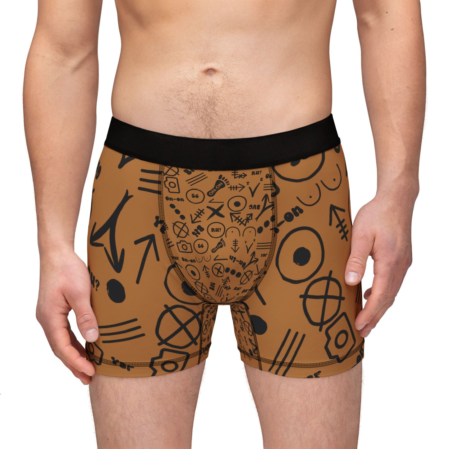 WAH3 Hash Symbols Brown Men's Boxers, Unique Printed Underwear, AOP Boxers for Everyday Comfort, Fun Gift for Men, Stylish Menswear