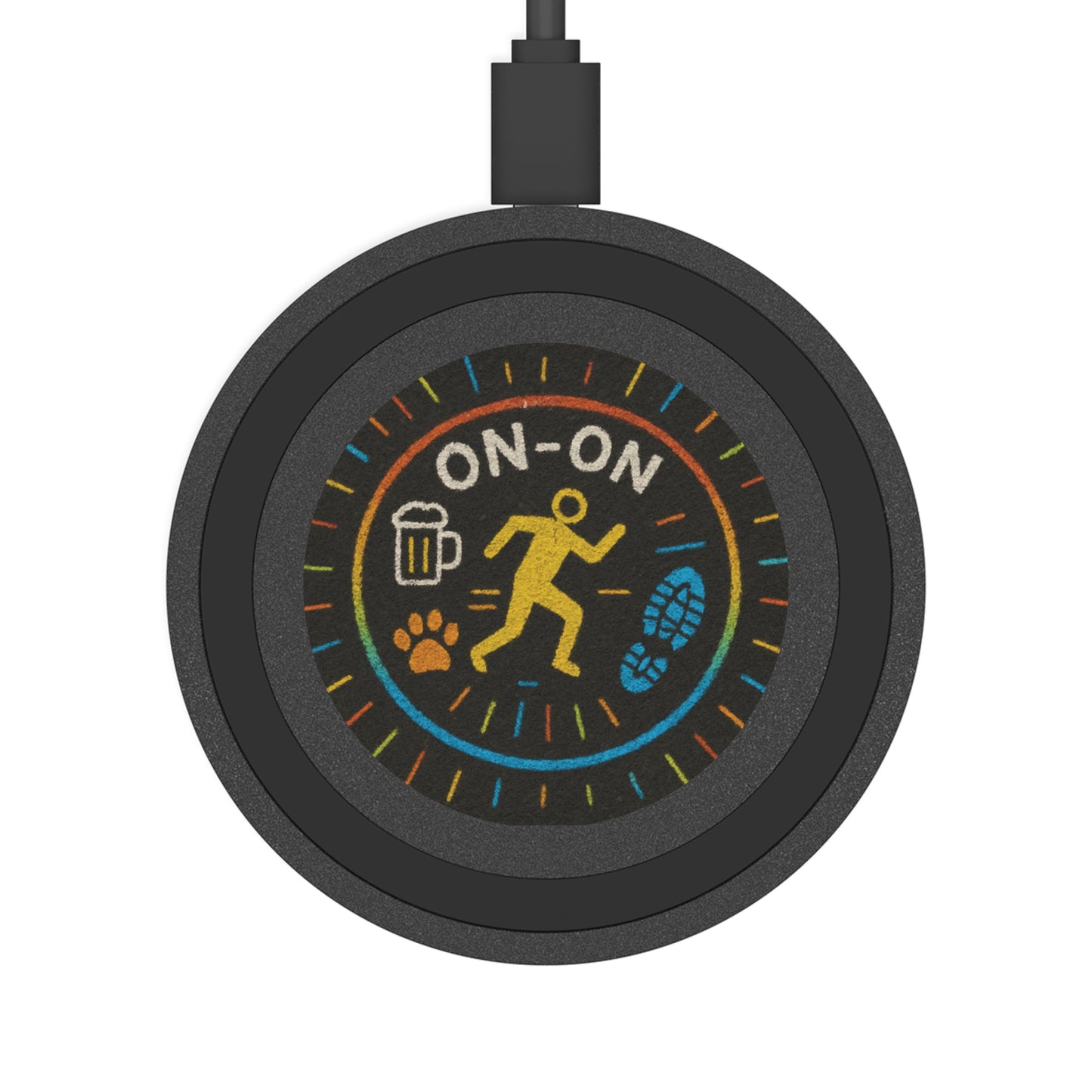 WAH3 On-On Logo Quake Wireless Charging Pad - Fun & Colorful Design for Tech Lovers