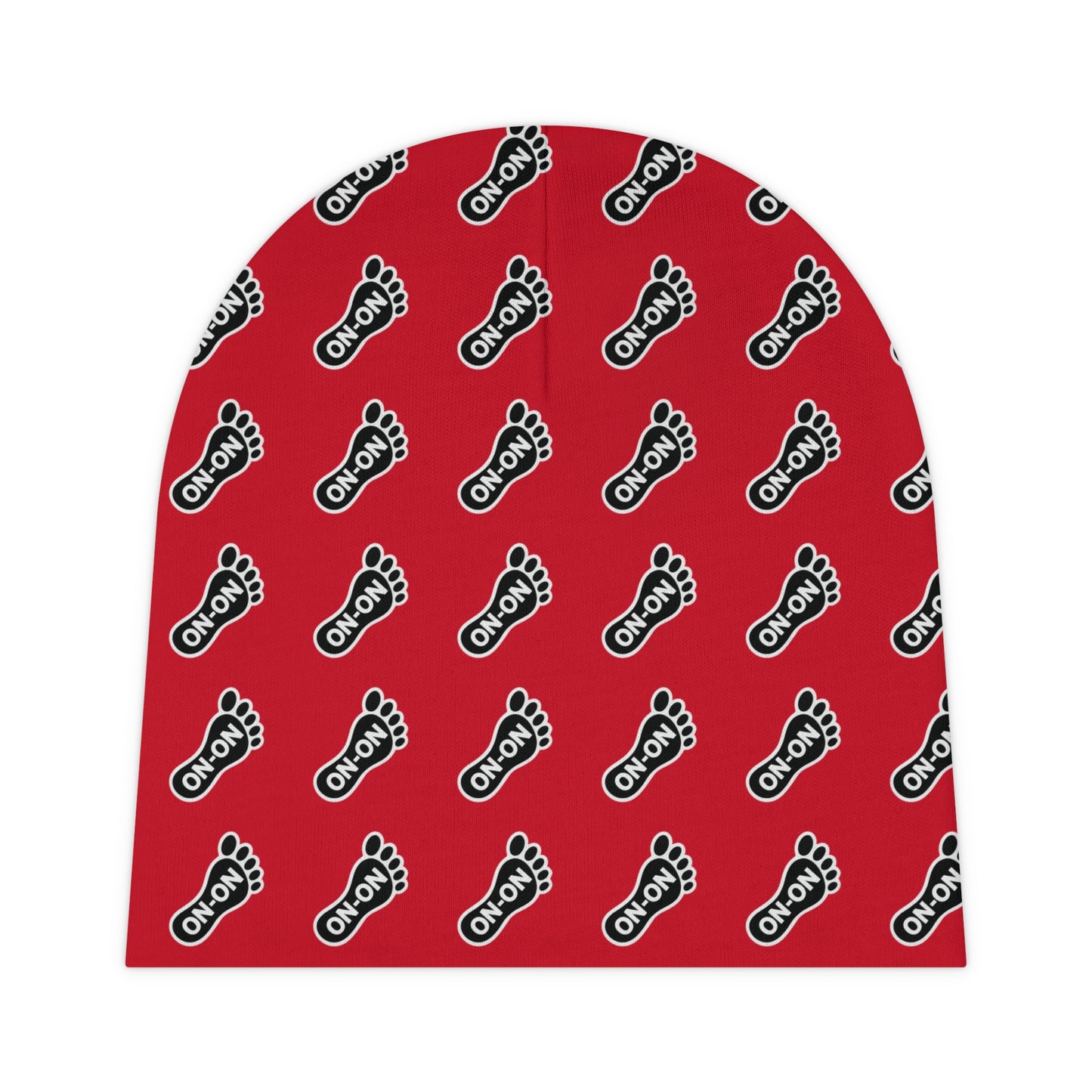 WAH3 On-on Foot Red Baby Beanie | Cute Newborn Gift, Baby Shower Accessory, Everyday Comfort, Infant Hat, First Christmas Beanie