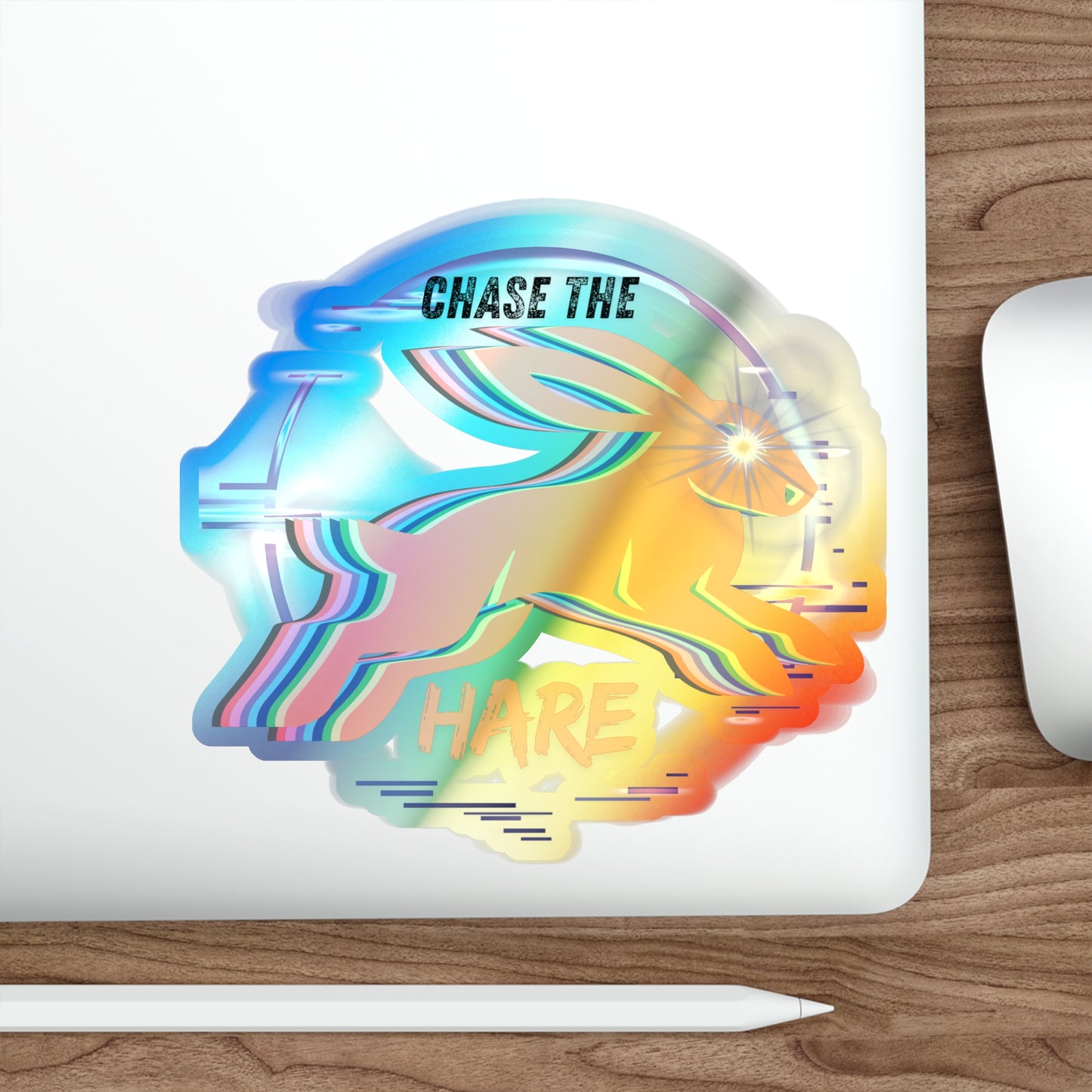Holographic WAH3 Chase the Hare Die-Cut Stickers for Fun & Personal Expression