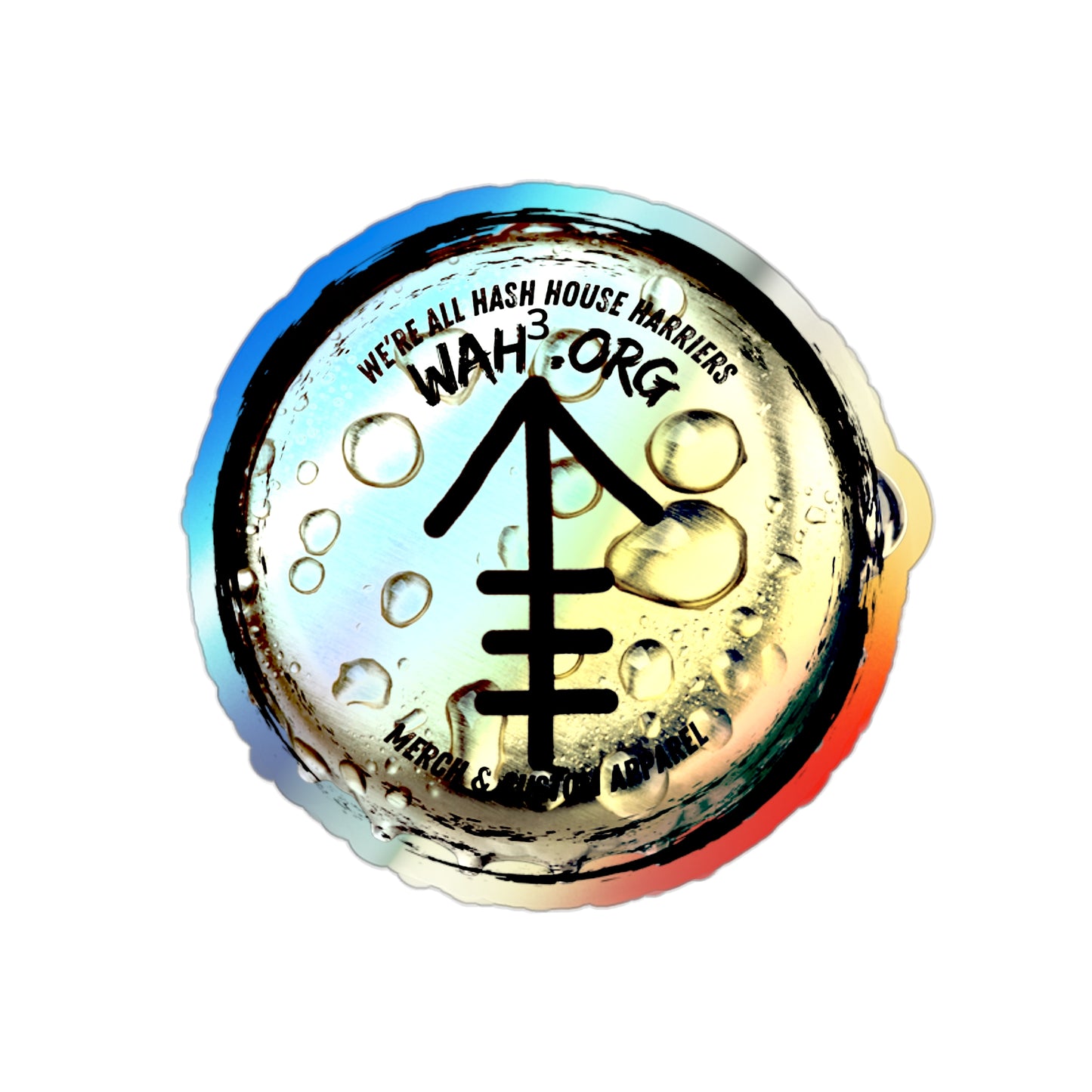 Holographic WAH3 Logo Bottle Cap Die-Cut Stickers - Fun and Unique Designs for Everyday Adventures