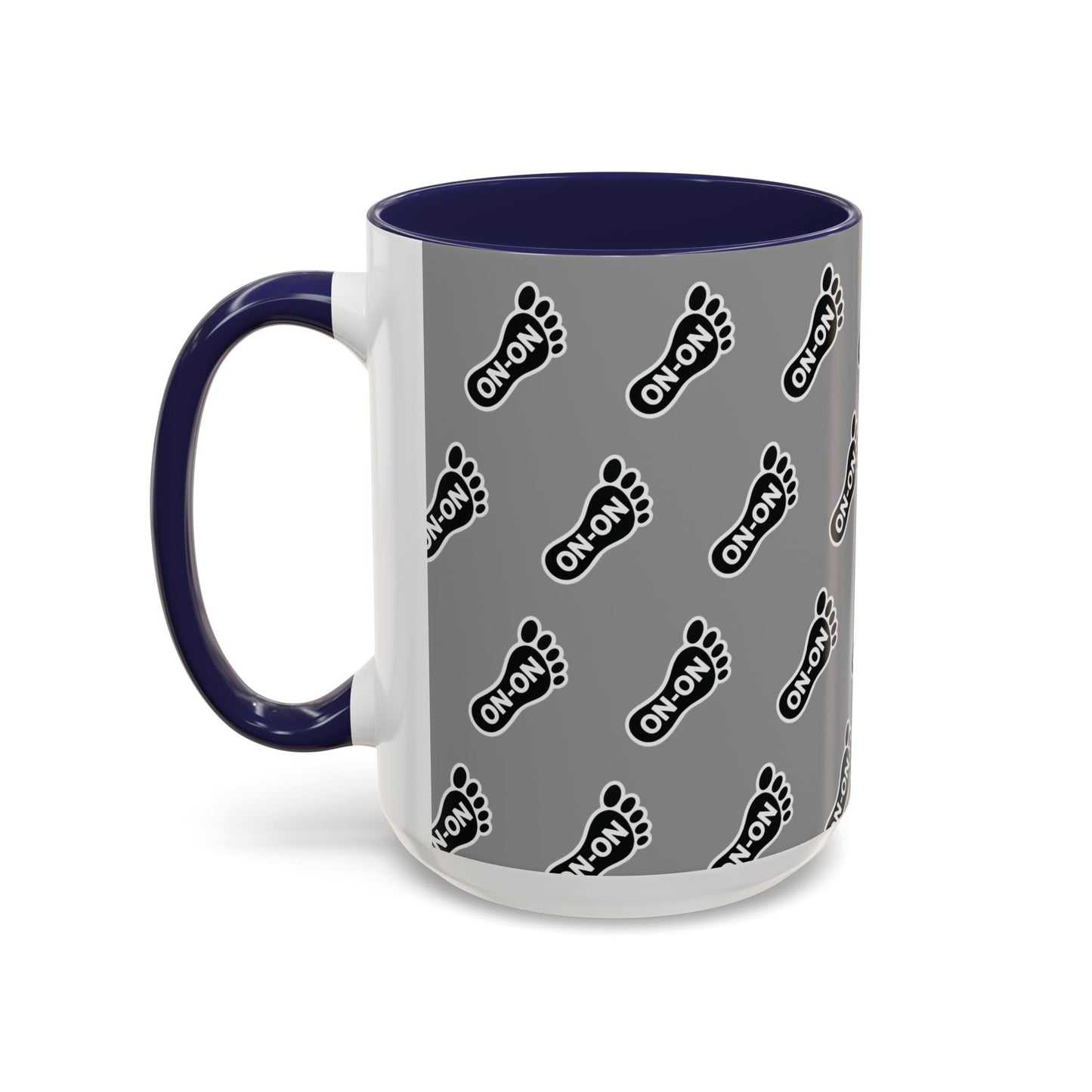 WAH3 Grey BG On-On Footprint Accent Coffee Mug - 11oz & 15oz