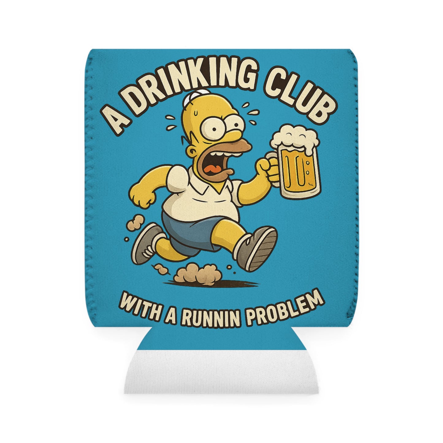 WAH3 Turquoise Tropic Simpsons Runnin Parody Funny Can Cooler Sleeve, Beverage Insulator for Parties, Novelty Gift for Beer Lovers, Unique Wedding Favor, Summer BBQ Accessory