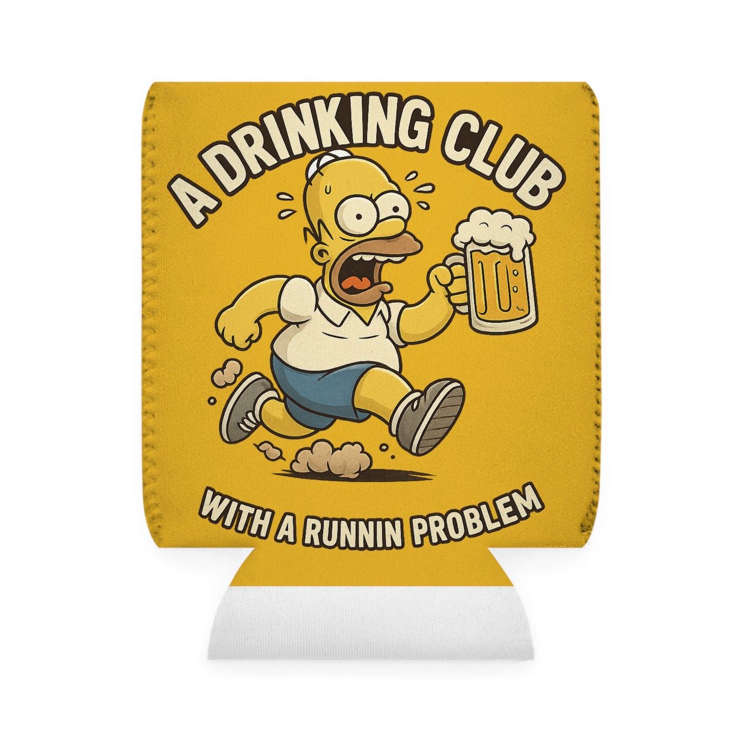 WAH3 Yellow Tropic Simpsons Runnin Parody Funny Can Cooler Sleeve, Beverage Insulator for Parties, Novelty Gift for Beer Lovers, Unique Wedding Favor, Summer BBQ Accessory