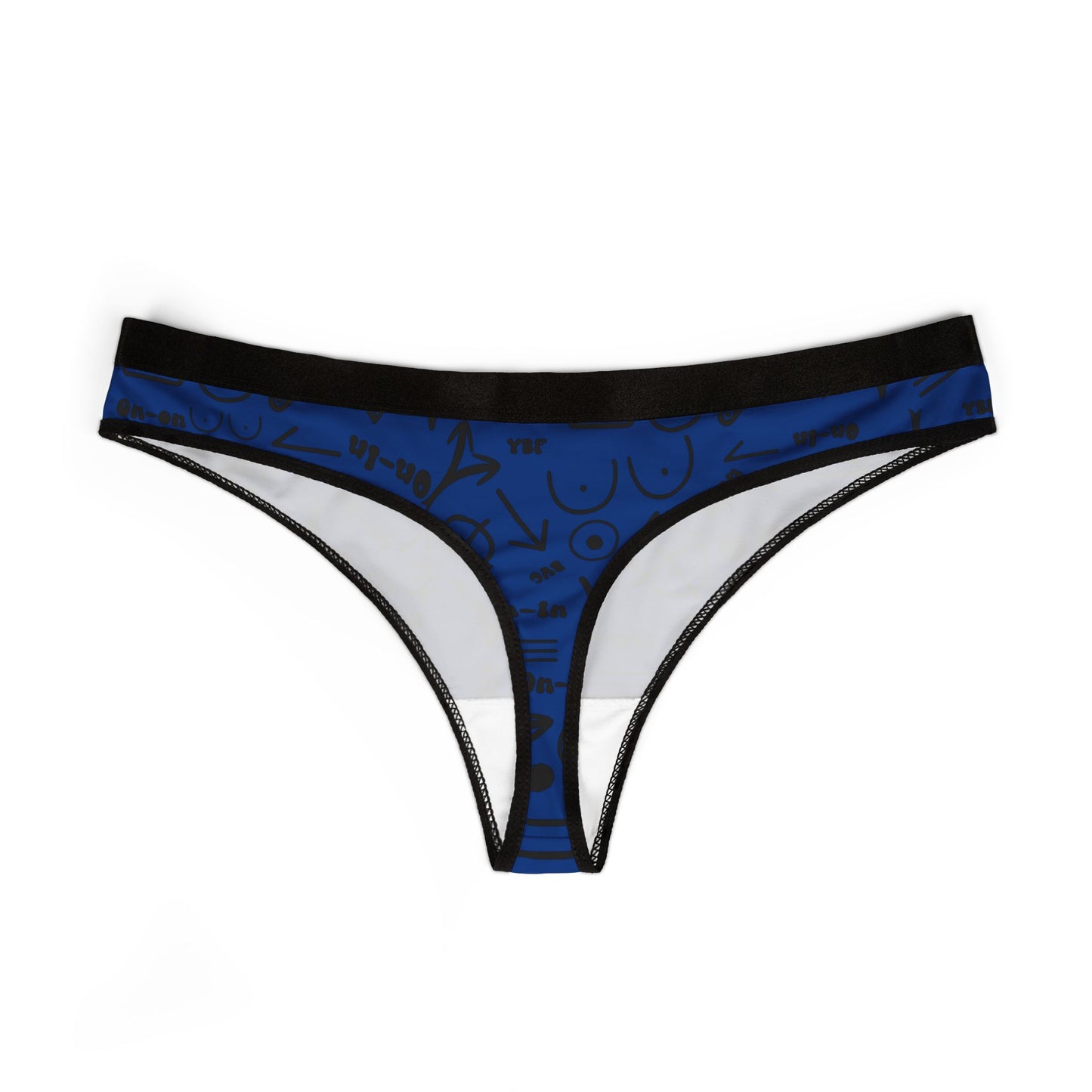 WAH3 Symbols Blue Women's Thongs, Fun Underwear, Stylish Lingerie, Graphic Briefs, Unique Gift for Her