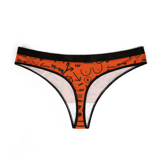 WAH3 Symbols Orange Women's Thongs, Fun Underwear, Stylish Lingerie, Graphic Briefs, Unique Gift for Her