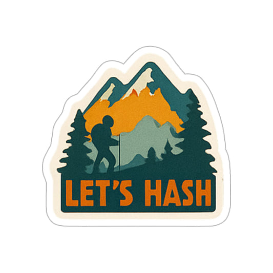 WAH3 Lets Hash Outdoor Adventure Die-Cut Stickers - Let's Hash Hiking Design