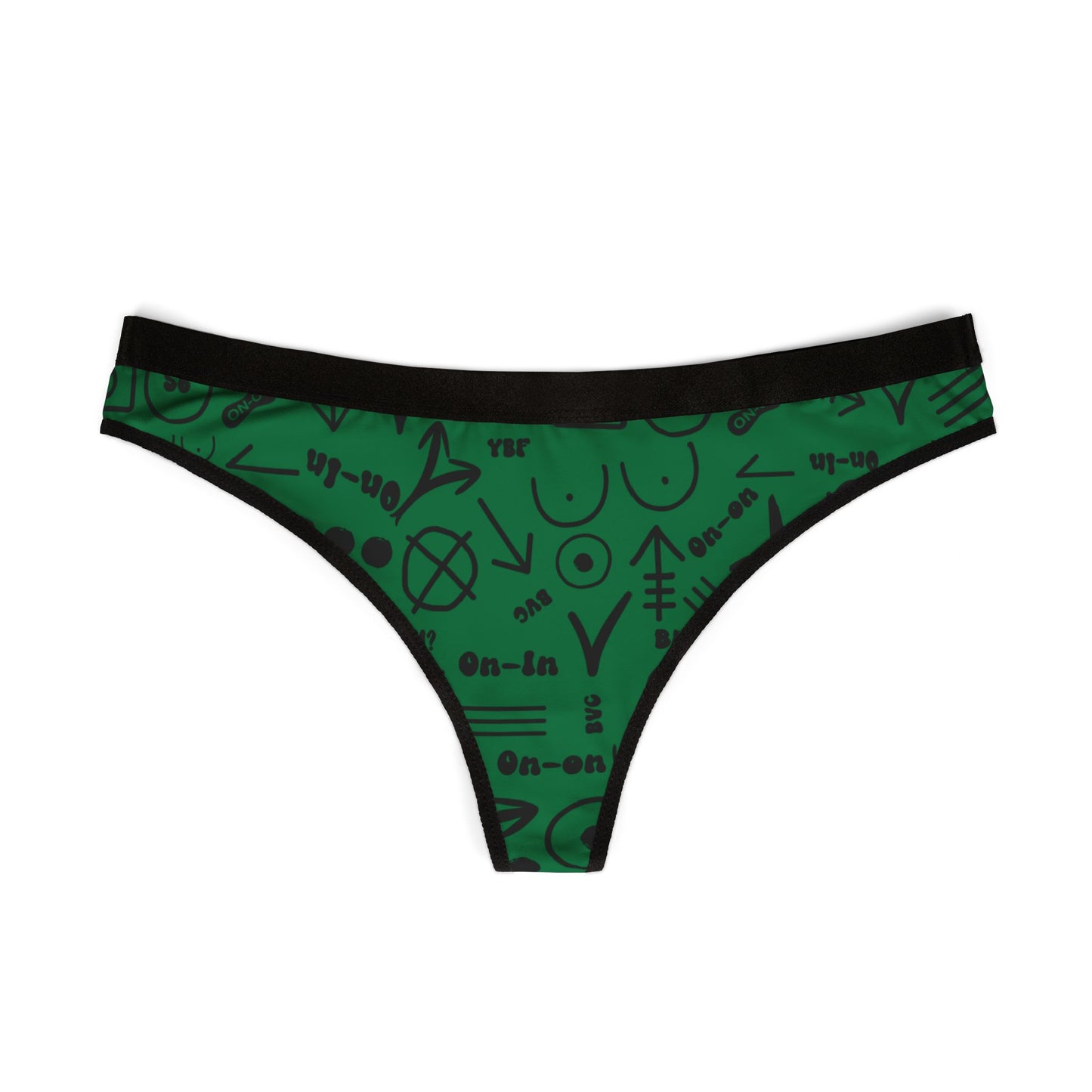 WAH3 Symbols Green Women's Thongs, Fun Underwear, Stylish Lingerie, Graphic Briefs, Unique Gift for Her