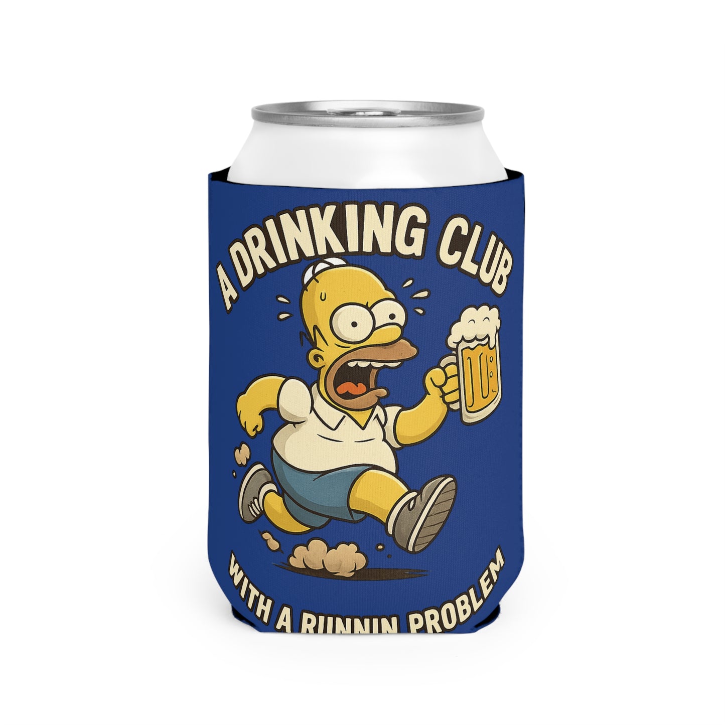 WAH3 Blue Tropic Simpsons Runnin Parody Funny Can Cooler Sleeve, Beverage Insulator for Parties, Novelty Gift for Beer Lovers, Unique Wedding Favor, Summer BBQ Accessory