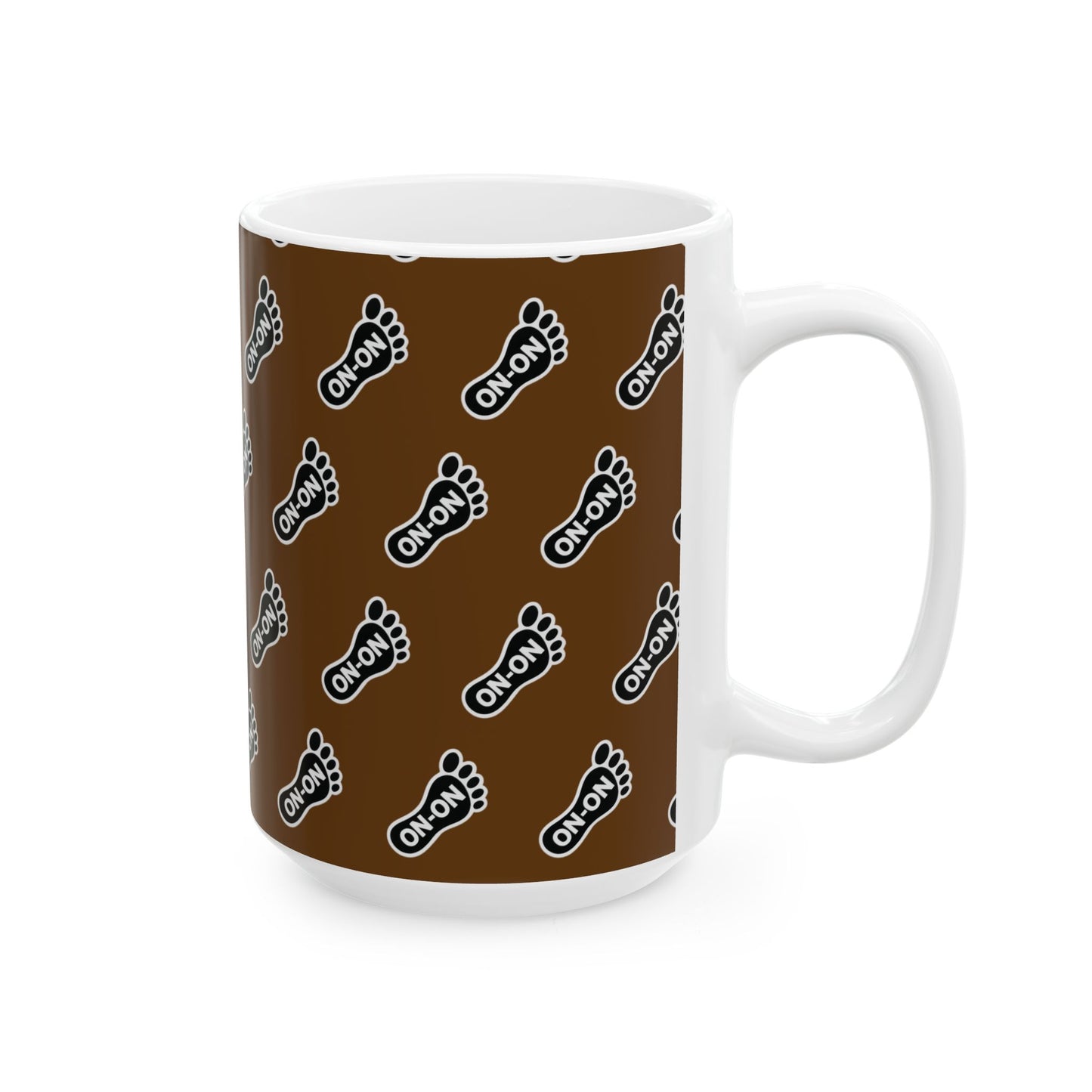 WAH3 Brown On-On Foot Ceramic Mug - 11oz & 15oz