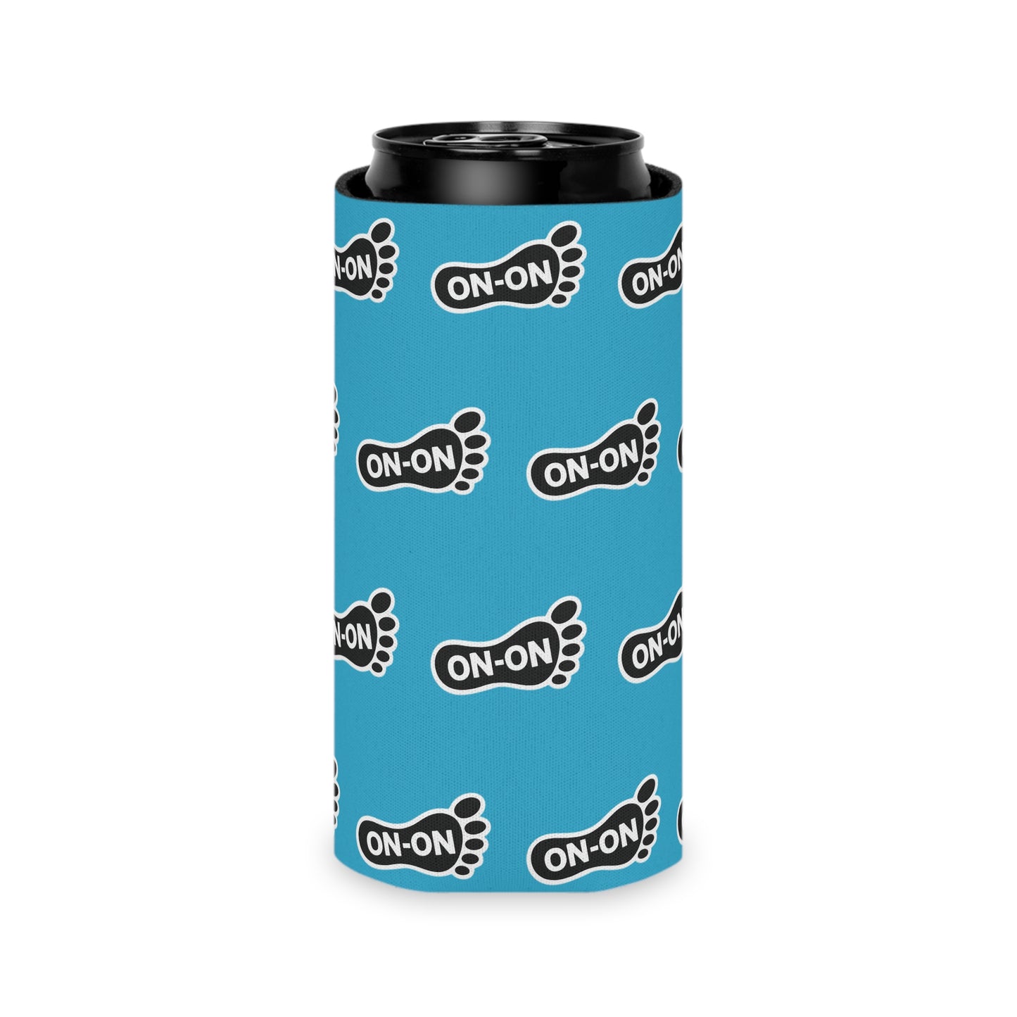WAH3 On-on Sky Blue Footprint Can Cooler – Fun & Quirky Drink Sleeve for Parties