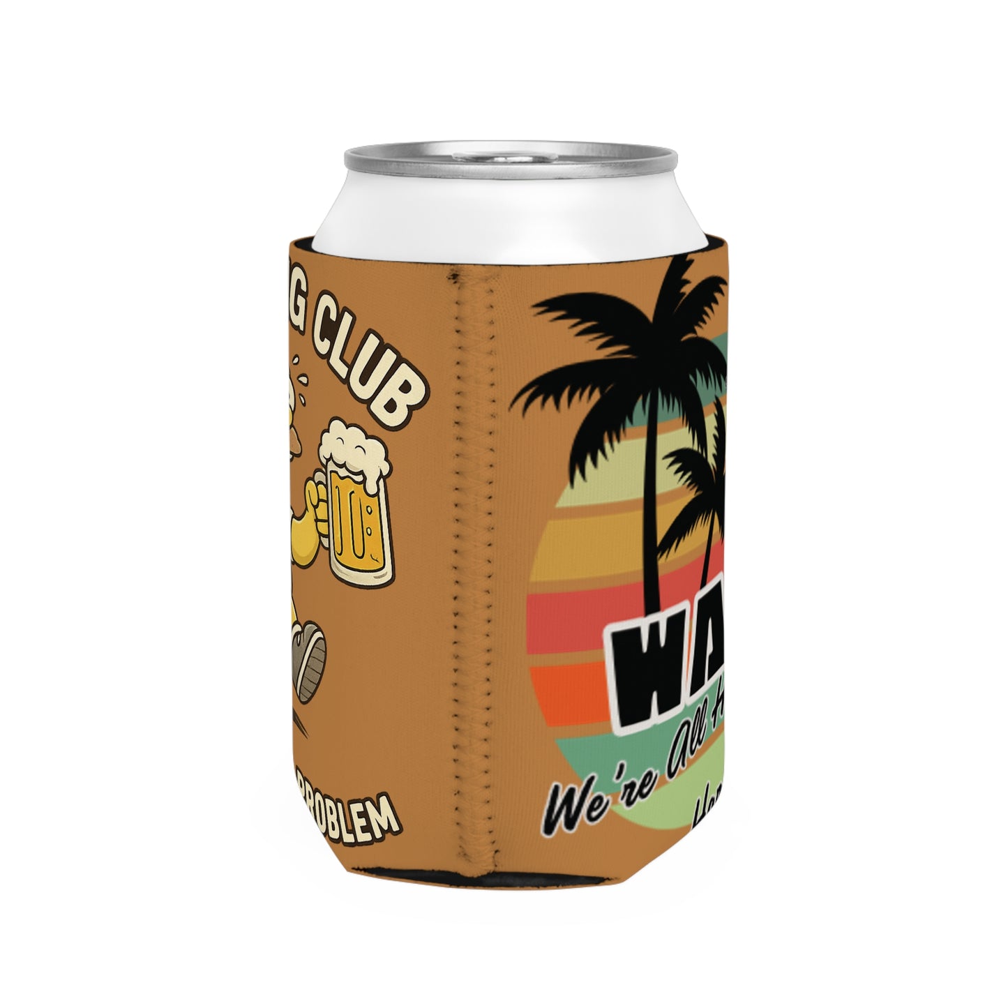 WAH3 Brown Tropic Simpsons Runnin Parody Funny Can Cooler Sleeve, Beverage Insulator for Parties, Novelty Gift for Beer Lovers, Unique Wedding Favor, Summer BBQ Accessory