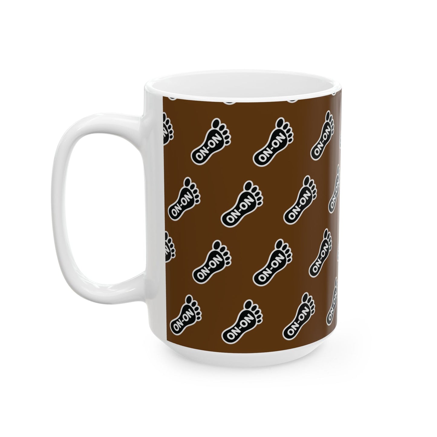 WAH3 Brown On-On Foot Ceramic Mug - 11oz & 15oz