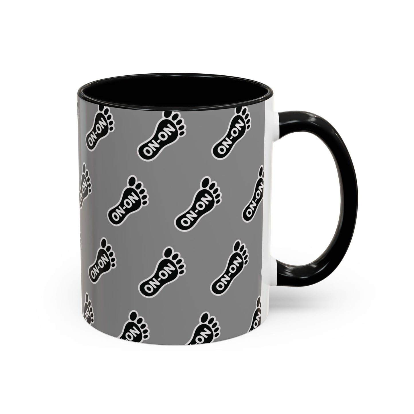 WAH3 Grey BG On-On Footprint Accent Coffee Mug - 11oz & 15oz