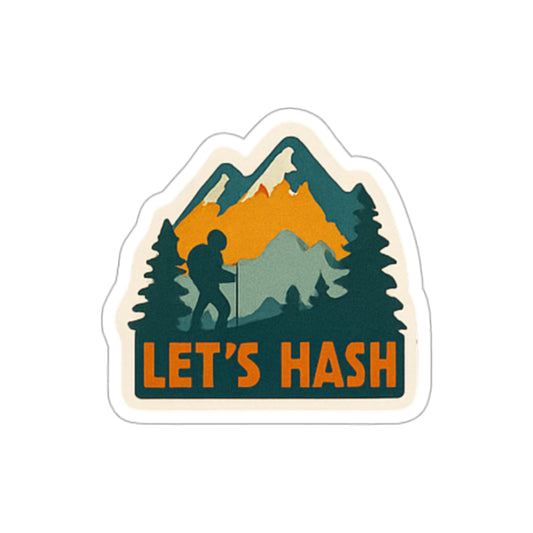 WAH3 Lets Hash Outdoor Adventure Die-Cut Stickers - Let's Hash Hiking Design