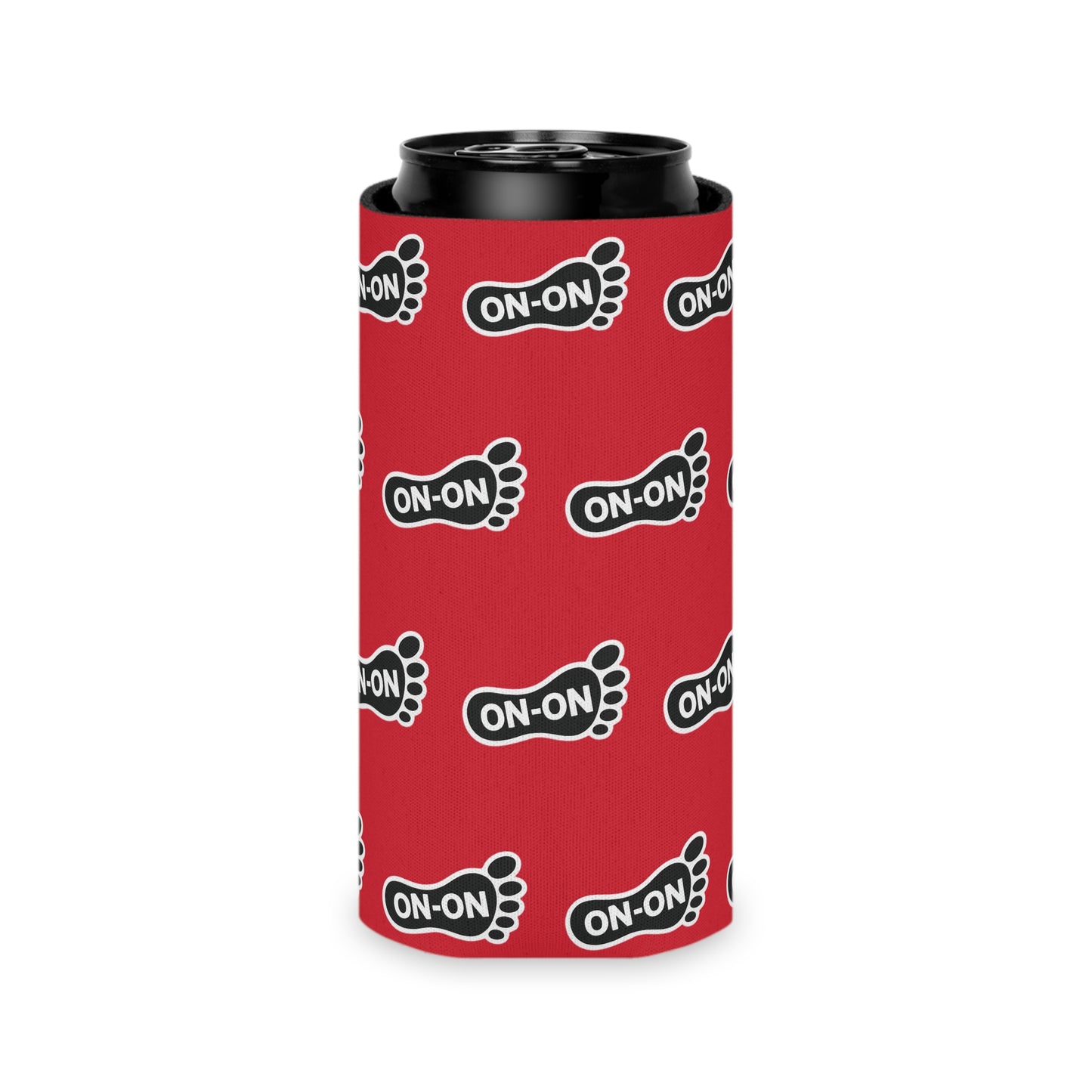 WAH3 On-on Red Footprint Can Cooler – Fun & Quirky Drink Sleeve for Parties