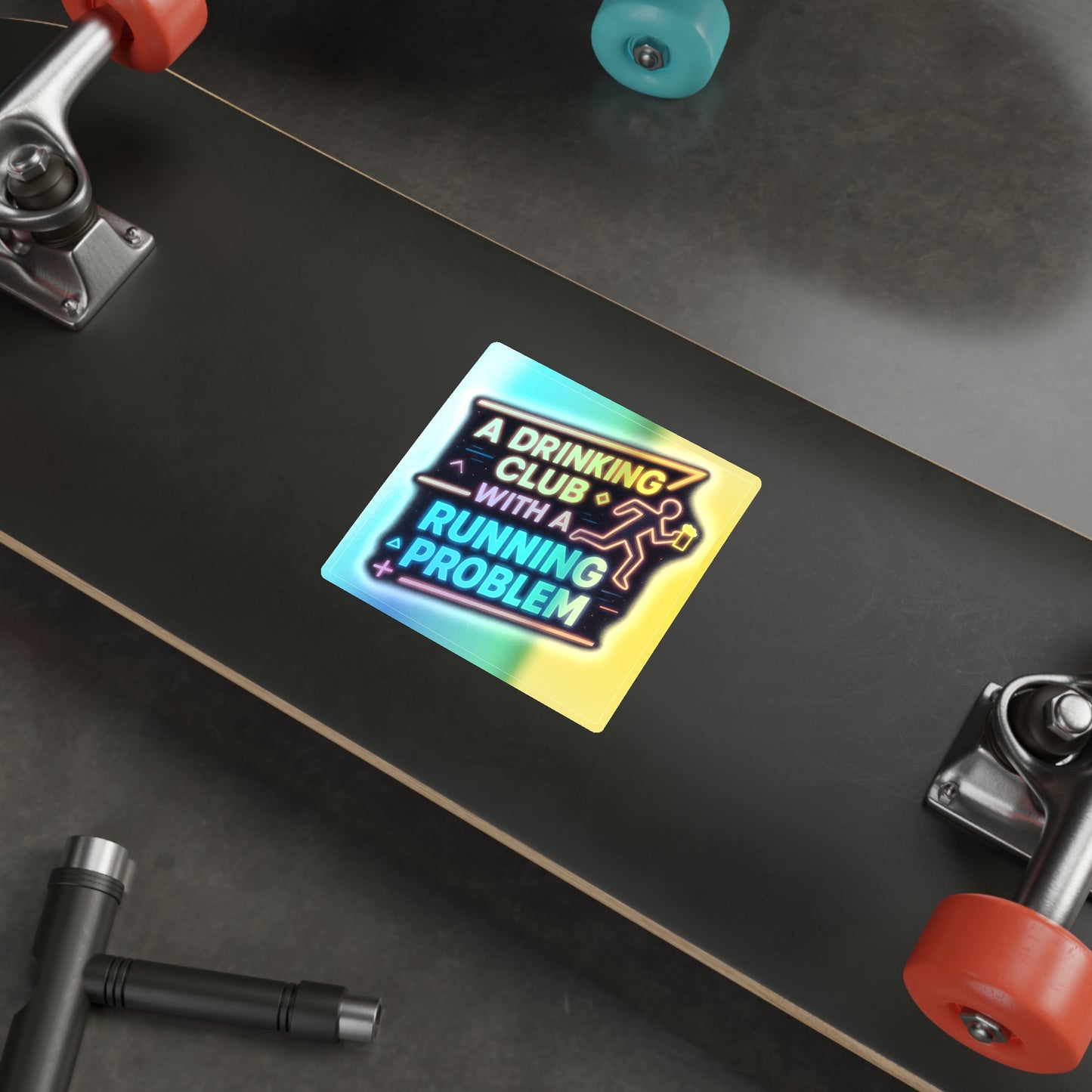 Holographic WAH3 Drinking Club with a Running Problem Die-Cut Stickers for Fun & Personal Expression
