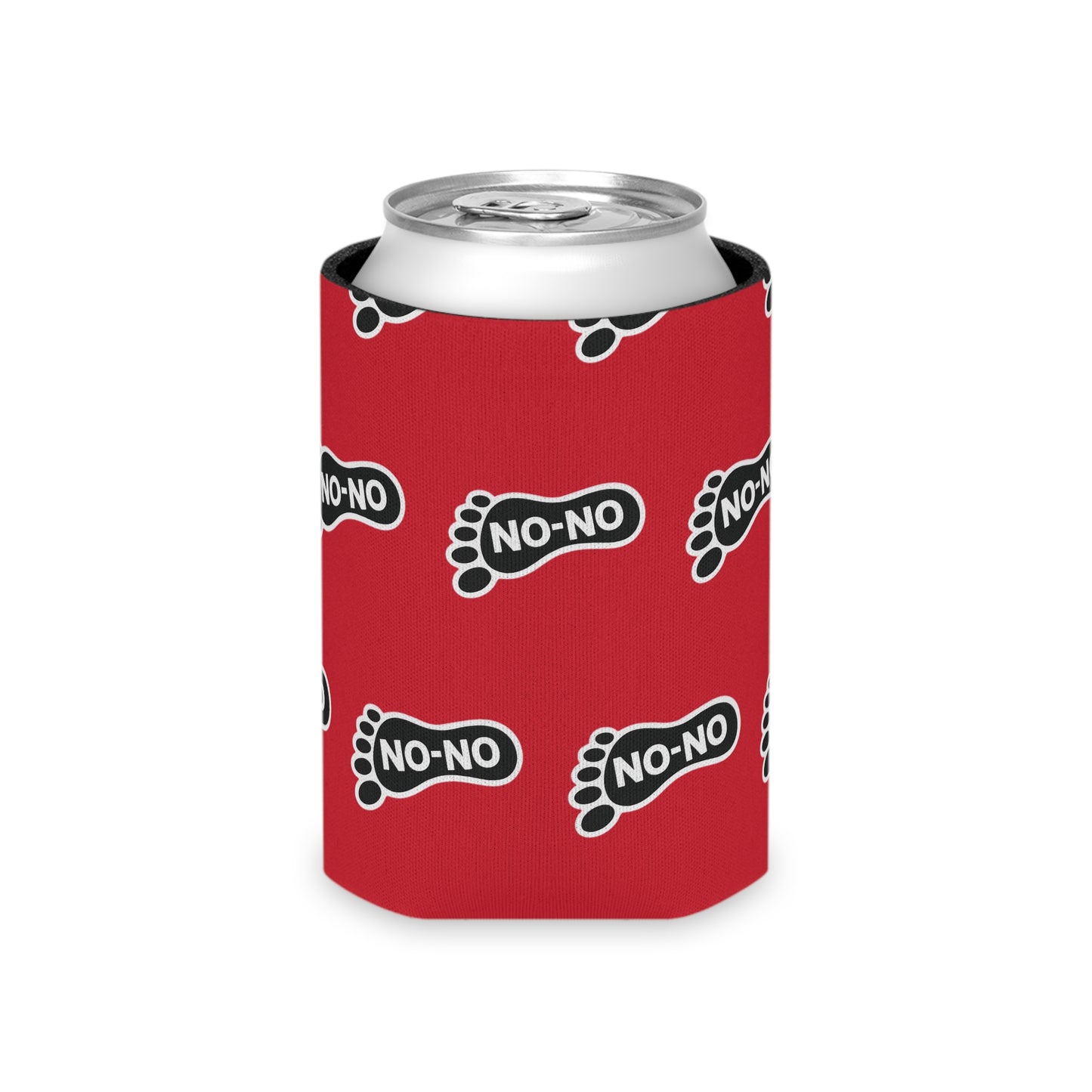 WAH3 On-on Red Footprint Can Cooler – Fun & Quirky Drink Sleeve for Parties