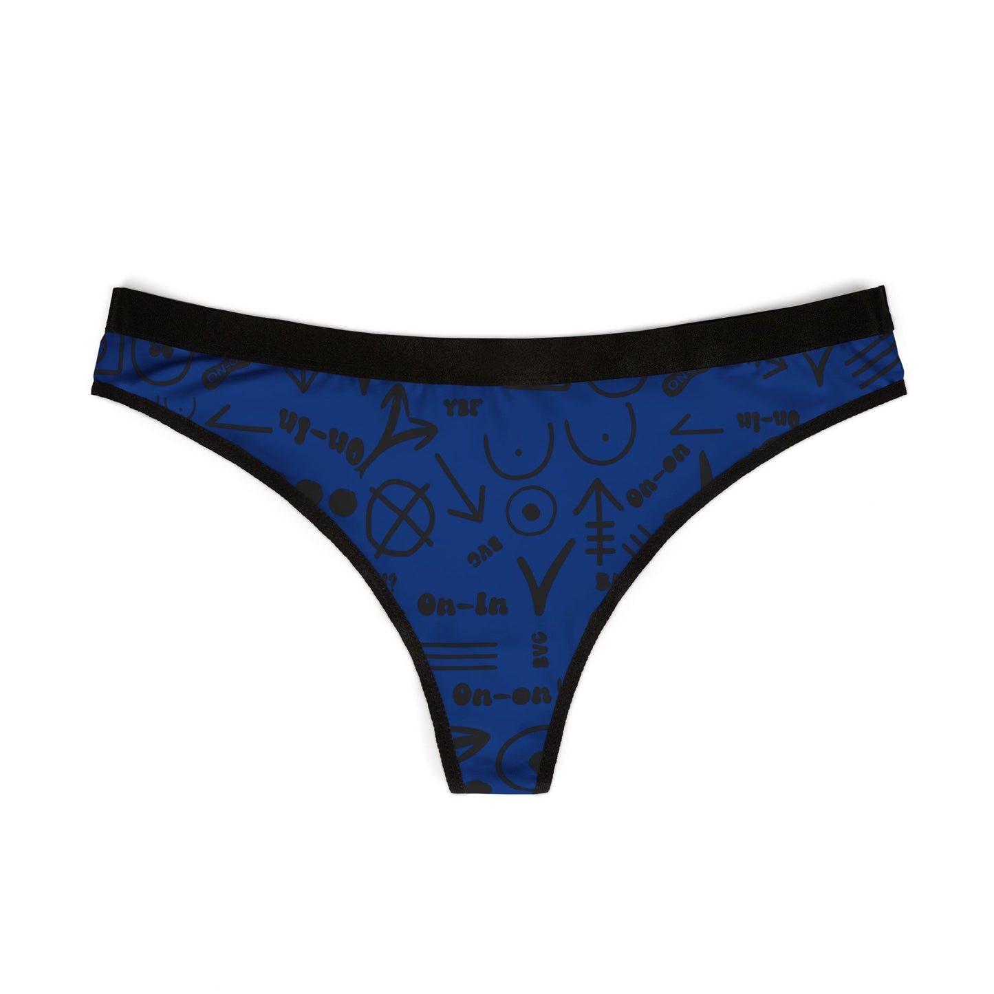 WAH3 Symbols Blue Women's Thongs, Fun Underwear, Stylish Lingerie, Graphic Briefs, Unique Gift for Her
