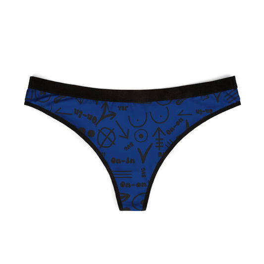WAH3 Symbols Blue Women's Thongs, Fun Underwear, Stylish Lingerie, Graphic Briefs, Unique Gift for Her