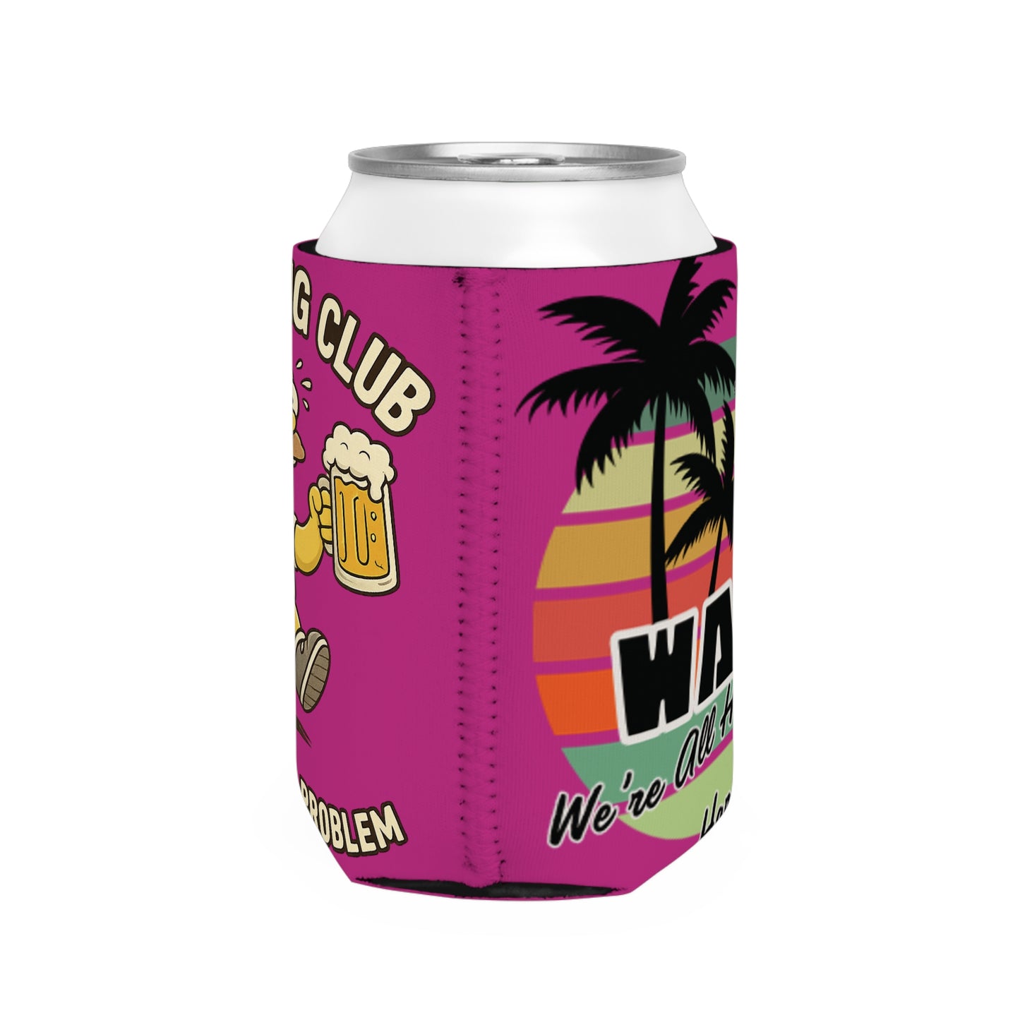WAH3 Pink Tropic Simpsons Runnin Parody Funny Can Cooler Sleeve, Beverage Insulator for Parties, Novelty Gift for Beer Lovers, Unique Wedding Favor, Summer BBQ Accessory