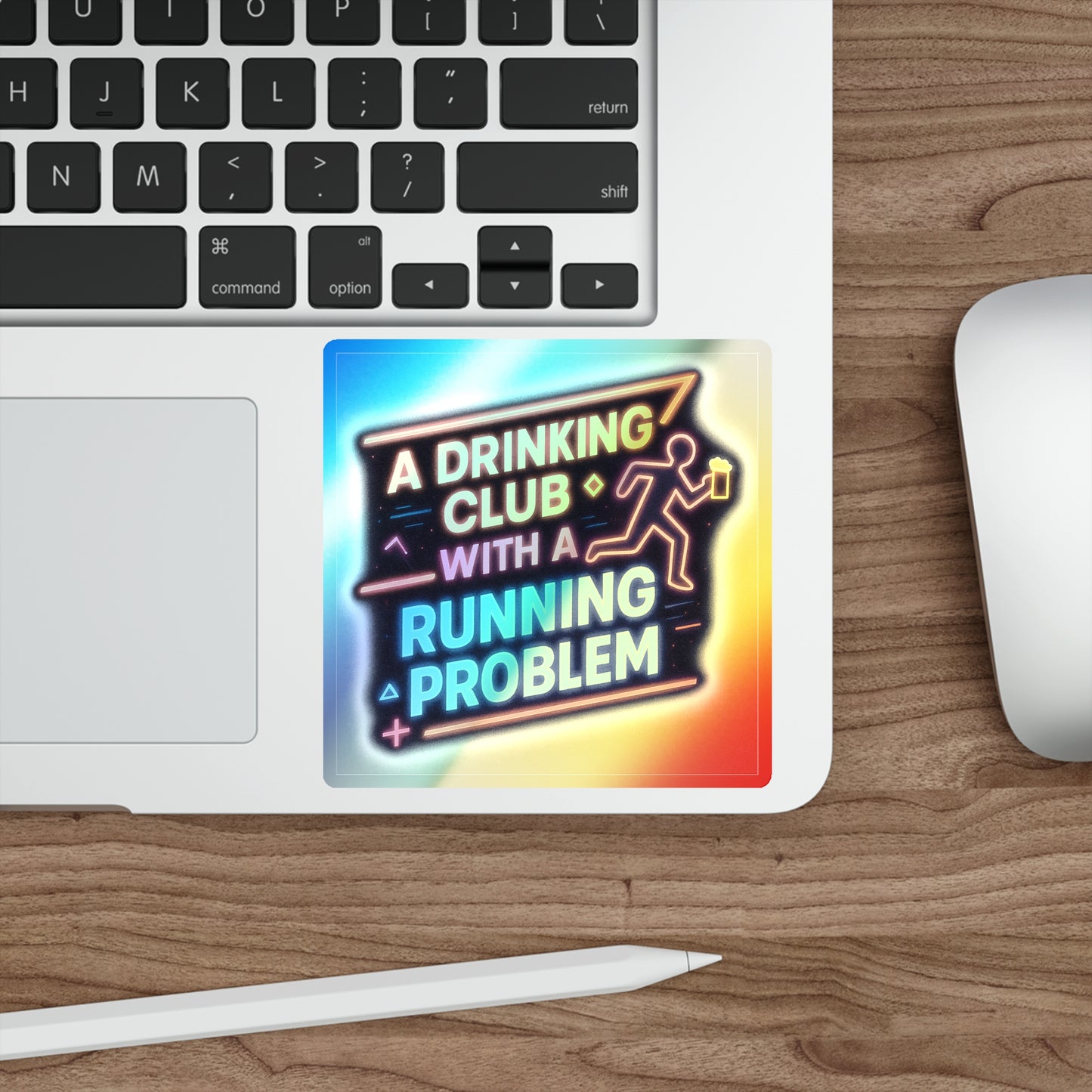 Holographic WAH3 Drinking Club with a Running Problem Die-Cut Stickers for Fun & Personal Expression