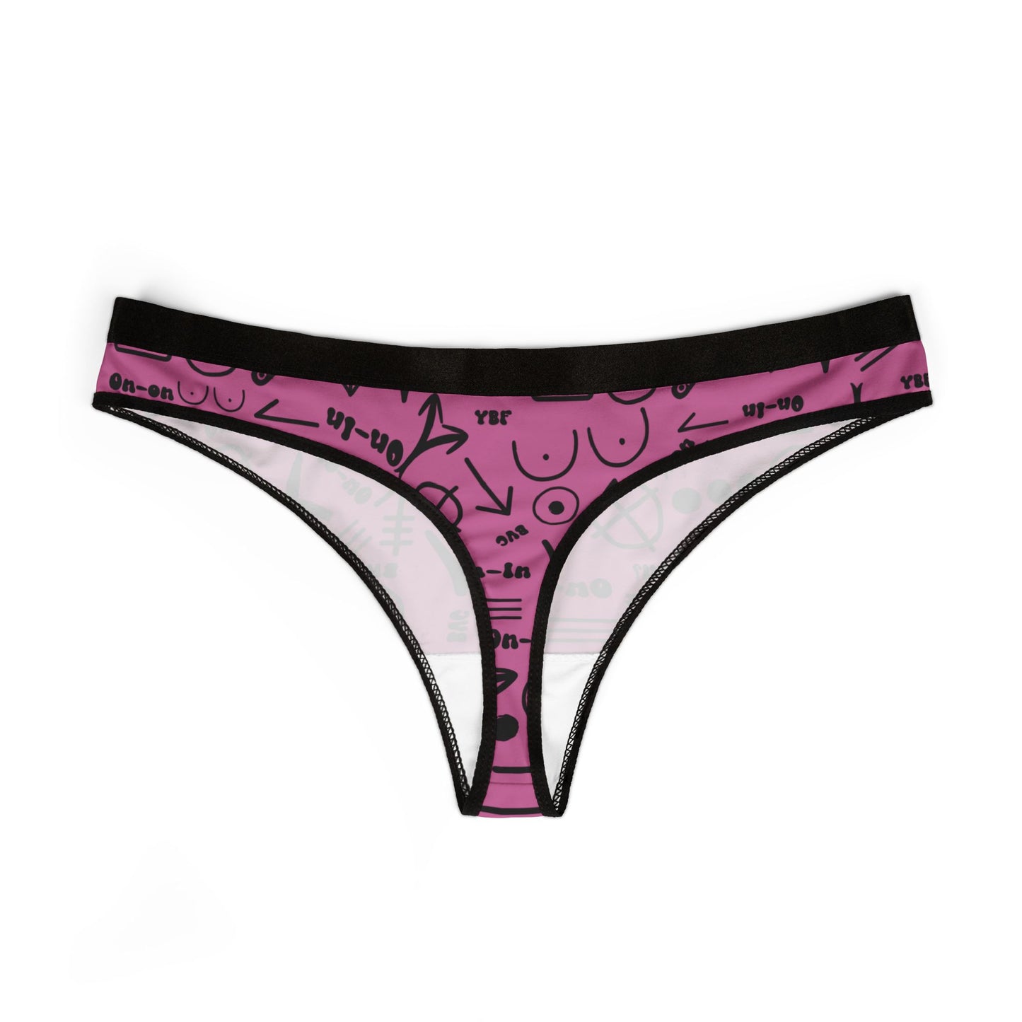WAH3 Symbols Pink Women's Thongs, Fun Underwear, Stylish Lingerie, Graphic Briefs, Unique Gift for Her