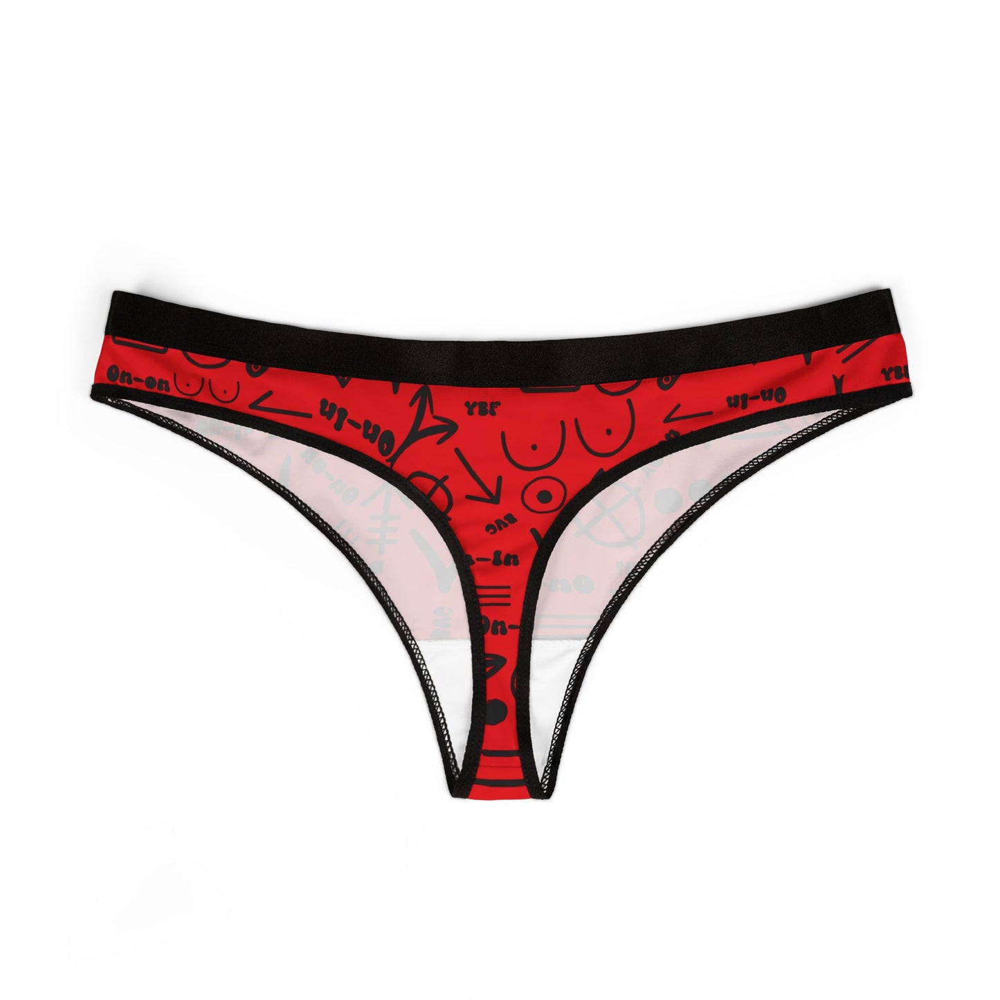 WAH3 Symbols Red Women's Thongs, Fun Underwear, Stylish Lingerie, Graphic Briefs, Unique Gift for Her