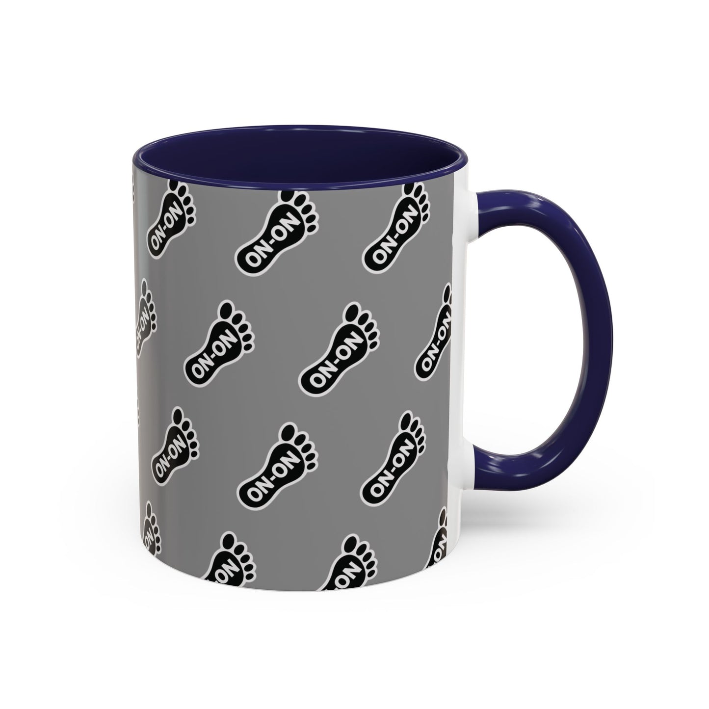 WAH3 Grey BG On-On Footprint Accent Coffee Mug - 11oz & 15oz