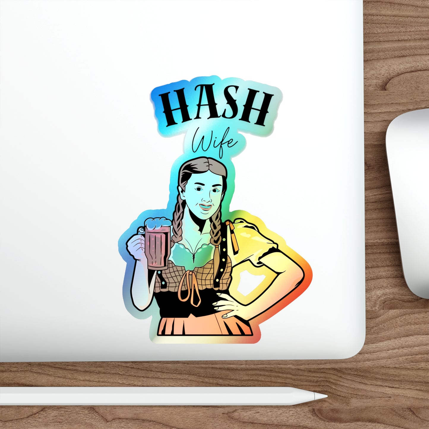 Holographic WAH3 Hash Wife Die-Cut Stickers for Fun & Personal Expression