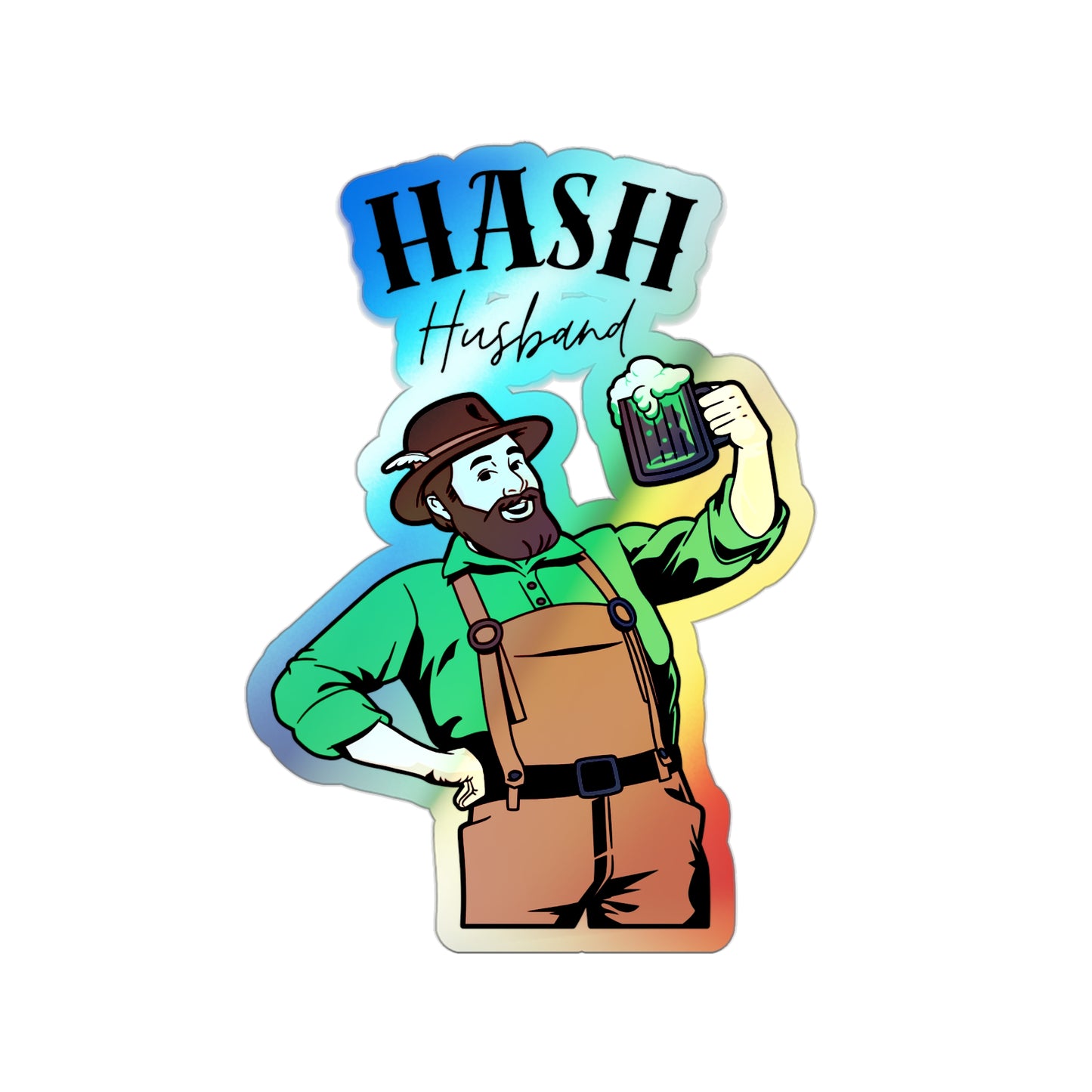 Holographic WAH3 Hash Husband Die-Cut Stickers - Fun and Unique Designs for Everyday Adventures
