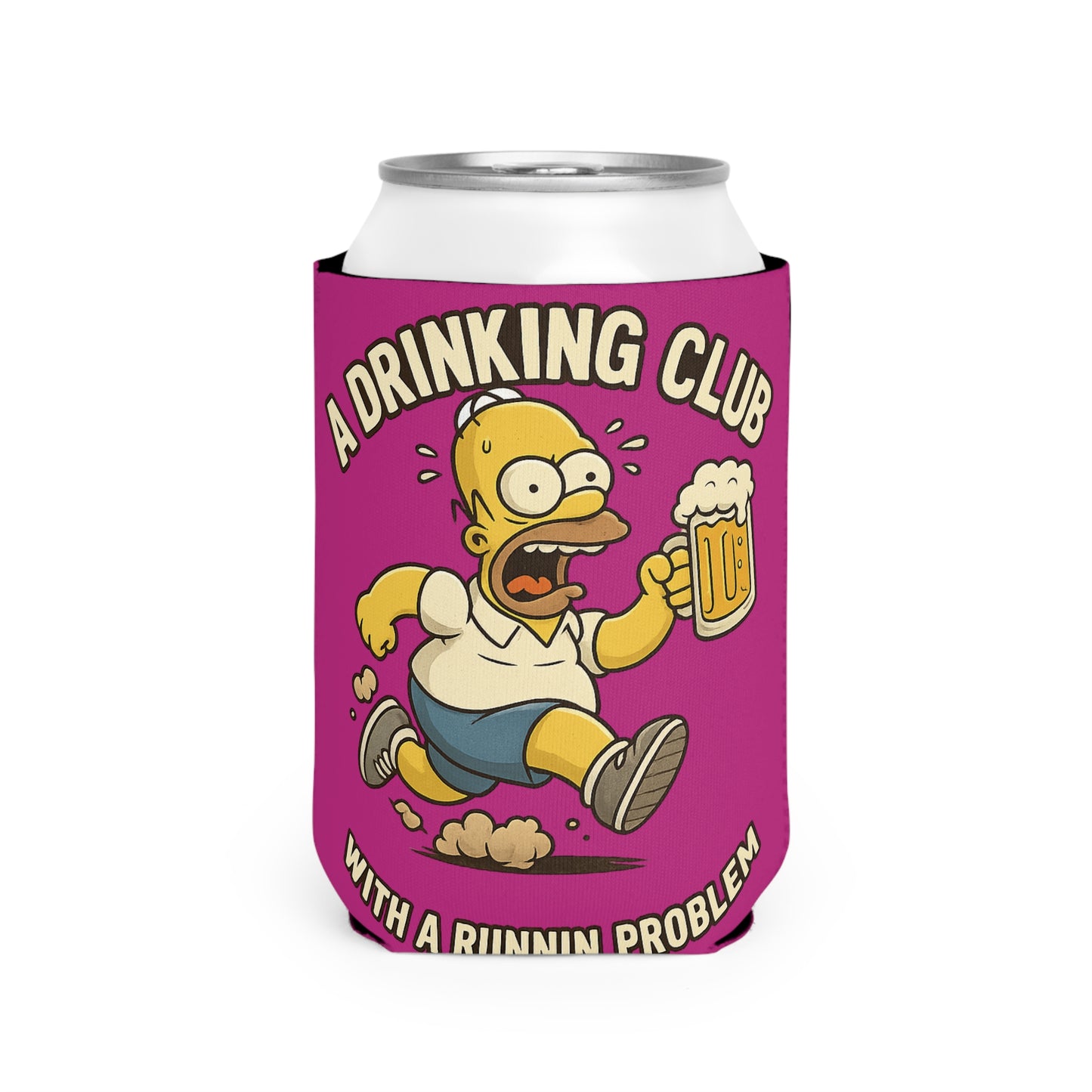 WAH3 Pink Tropic Simpsons Runnin Parody Funny Can Cooler Sleeve, Beverage Insulator for Parties, Novelty Gift for Beer Lovers, Unique Wedding Favor, Summer BBQ Accessory