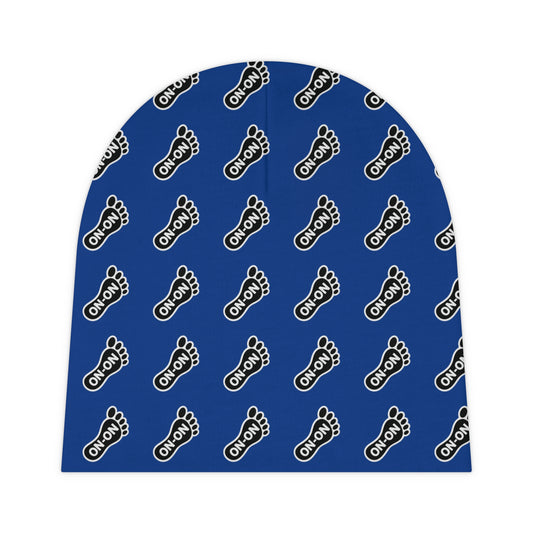 WAH3 On-on Foot Blue Baby Beanie | Cute Newborn Gift, Baby Shower Accessory, Everyday Comfort, Infant Hat, First Christmas Beanie