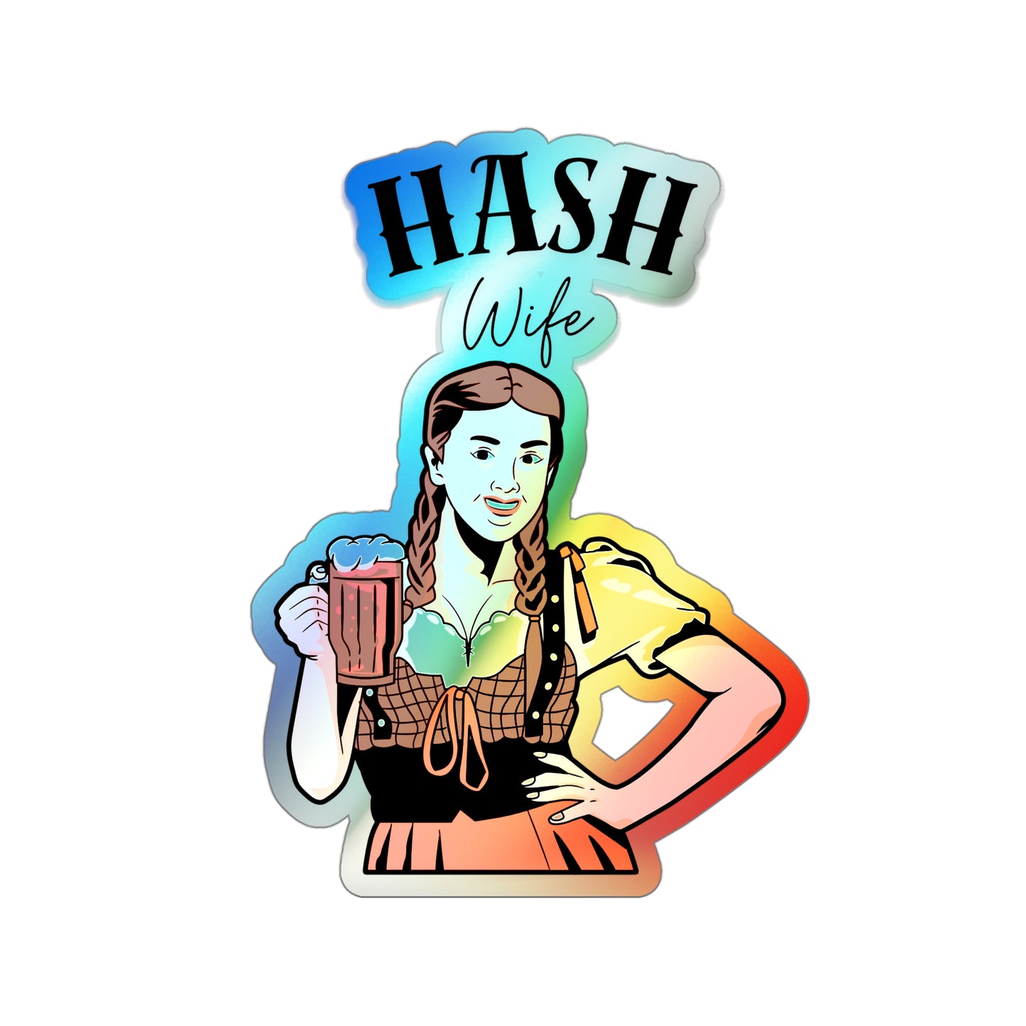 Holographic WAH3 Hash Wife Die-Cut Stickers for Fun & Personal Expression